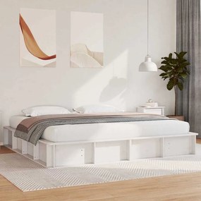 vidaXL Estrutura da Cama Branco 180 x 200 cm Madeira e Metal