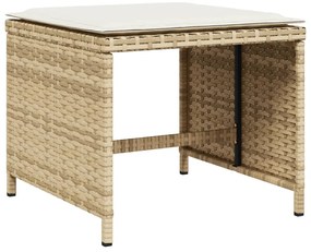 11 pcs conjunto de jantar p/ jardim com almofadões vime PE bege