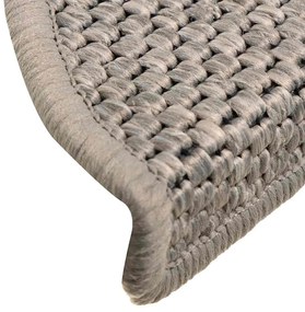 Tapetes escada adesivos aspeto sisal 30 pcs 56x17x3 cm prateado