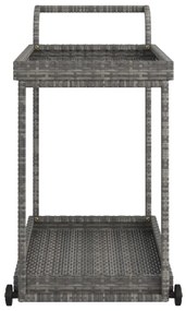 Carrinho de bar 100x45x83 cm vime PE cinzento
