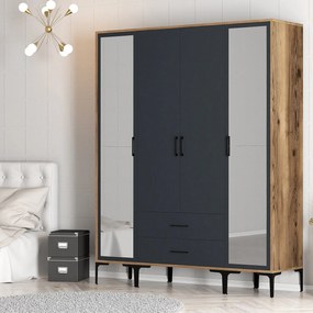 Roupeiro Kumsal RTR – Nogueira Antracite – 160x47,5x201,4 cm