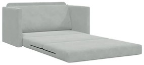 Sofá Cama de Chão 2-em-1 Cinza Claro 124x204x61 cm Veludo
