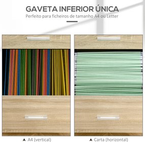 Bloco de Gaveta para Escritório com 2 Compartimentos com Rodas Arquivador Móvel para Arquivos A4 ou Documentos 39,5x39x58,5 cm Carvalho