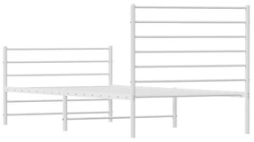 Estrutura de cama com cabeceira e pés 75x190 cm metal branco