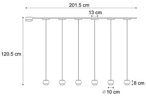 LED Sistema de iluminação de trilho moderno com 6 pendentes pretos monofásicos - Magnetic Lance Moderno