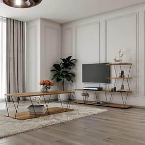 Conjunto de Mobiliário de Sala de Estar Basak – Pinho Atlântico Preto