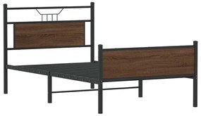 Estrutura de cama sem colchão 107x203 cm carvalho castanho