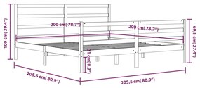 Estrutura de cama 200x200 cm madeira de pinho maciça