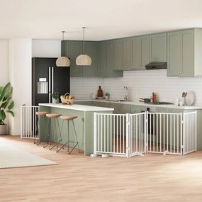 vidaXL Portão p/ cães com porta dobrável 12 painéis 960cm álamo branco
