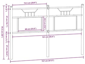 Cabeceira de cama 150cm derivados madeira/aço carvalho castanho