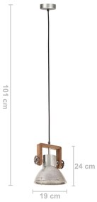 Candeeiro suspenso industrial redondo 25 W 19 cm E27 prateado