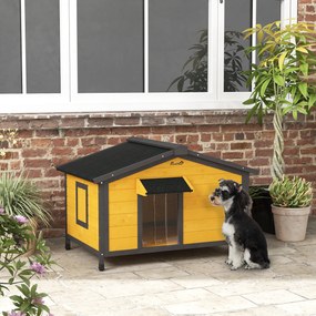 PawHut Casa para Cães de Madeira 97x72x65 cm Casa para Animais de Esti