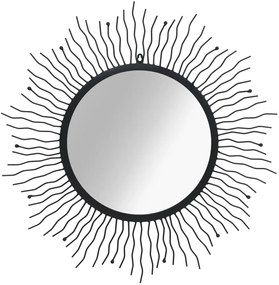 vidaXL Espelho de parede raios de sol 80 cm preto