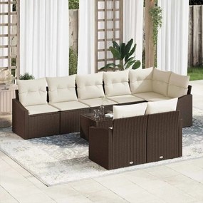 vidaXL Conjunto de Sofá de Jardim de 8 Peças com Almofadas Cinza em Rattan Poliéster