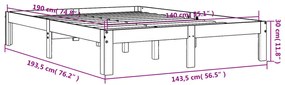 Cama sem colchão 140x190 cm pinho maciço castanho-mel