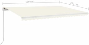 Toldo retrátil manual com LED 500x350 cm cor creme