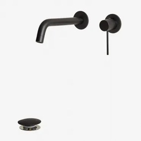 Conjunto De Torneira De Pia Embutida Em Latão Orveta E Válvula De Descarga Click-clack Em Aço Inoxidável E Latão Preto Mate & Válvula Com Transbordo -