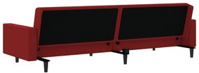 Sofá-cama de 2 lugares veludo vermelho tinto