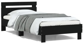 vidaXL Estrutura cama c/ cabeceira 100x200 cm derivados madeira preto
