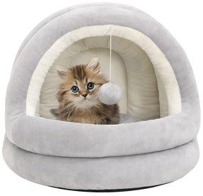 Cama para gatos 40x40x35 cm cinzento e cor creme