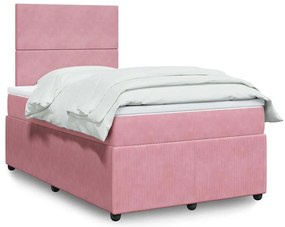 Cama boxspring com colchão 120x190 cm veludo rosa