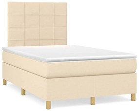 Cama box spring c/ colchão e LED 120x190 cm tecido cor creme
