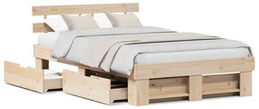 Estrado de Cama com Gavetas 140x190 cm Pinho Maciço