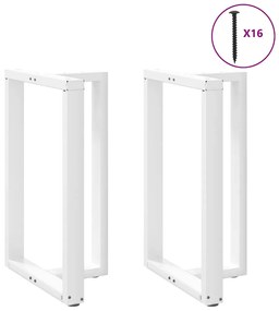 vidaXL Pés de mesa de bar em forma de T, 2 peças, branco, 60x35x(90-91) cm, aço