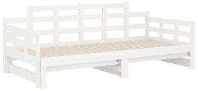 Estrutura sofá-cama de puxar pinho maciço branco 2x(90x190) cm