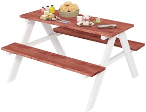 Conjunto de Mesa e 2 Bancos Infantil de Madeira Mesa de Piquenique par