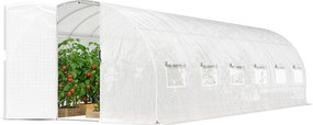 Estufa tipo túnel de 24 m²,  295 x 798 x 199 cm estufa de jardim tipo túnel com portas e 12 janelas com redes mosquiteiras, branca