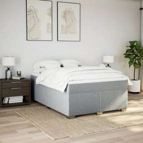 Cama com molas/colchão 160x200 cm tecido cinzento-claro