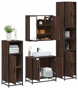 vidaXL 4 pcs conj. móveis WC derivados madeira cor carvalho castanho