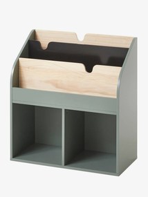 Móvel de arrumação 2 compartimentos + estante-biblioteca Montessori, School verde escuro liso