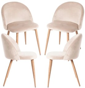 Pack 4 Cadeiras Vint Veludo - Beige