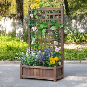 Floreira com treliça 64  x 28 x 120 cm. Insertos de rega incluídos em Madeira de abeto tratada