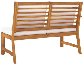 Banco de jardim 114,5 cm com almofadão cor creme acácia maciça