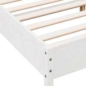 Cama sem colchão 140x190 cm madeira de pinho maciça branco