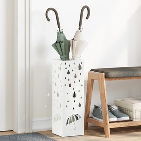 vidaXL Suporte para Guarda-Chuva Branco Metal Padrão