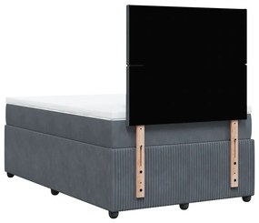 Cama boxspring com colchão 120x200 cm veludo cinzento-escuro