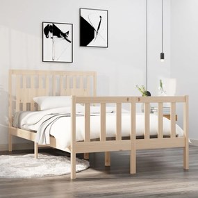 Estrutura de cama dupla pequena 4FT 120x190 cm madeira maciça