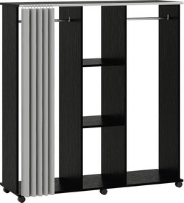 HOMCOM Guarda-roupa com cabideiro Móvel 6 rodízios 120L x 40l x 128H cm em madeira Preto | Aosom Portugal