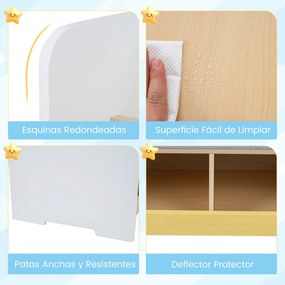 Banco com arrumação infantil 3 em 1, almofada acolchoada, capa removível, estante e compartimentos abertos para crianças a partir dos 3 anos, branco