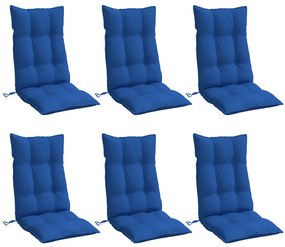 Almofadões cadeira encosto alto 6 pcs tecido oxford azul real