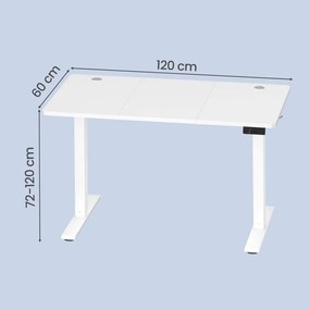 Secretária elétrica, função de memória com 4 alturas, 120 x 60 x (72-120) cm Branca