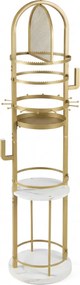 Organizador giratório 360º 33 x 33 x 148 cm com cabides e prateleiras para joias e carteiras Branco e Dourado