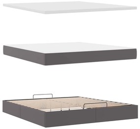 Cama otomana com colchões &amp; LEDs 180x200 cm couro artificial