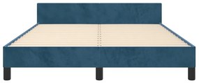 Estrutura de cama sem colchão 140x190 cm veludo azul-escuro