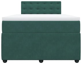 Cama boxspring com colchão 120x190 cm veludo verde-escuro