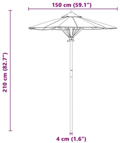 Guarda-Sol Creme Branco 150 x 210 cm - Bambu